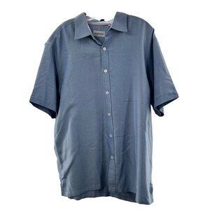Newport Isle Men's Button Down Short Sleeve Shirt Light Blue Size XL